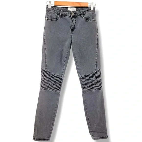 Pistola | Audrey moto skinny jeans low rise washed black denim ribbed knees - Picture 1 of 13